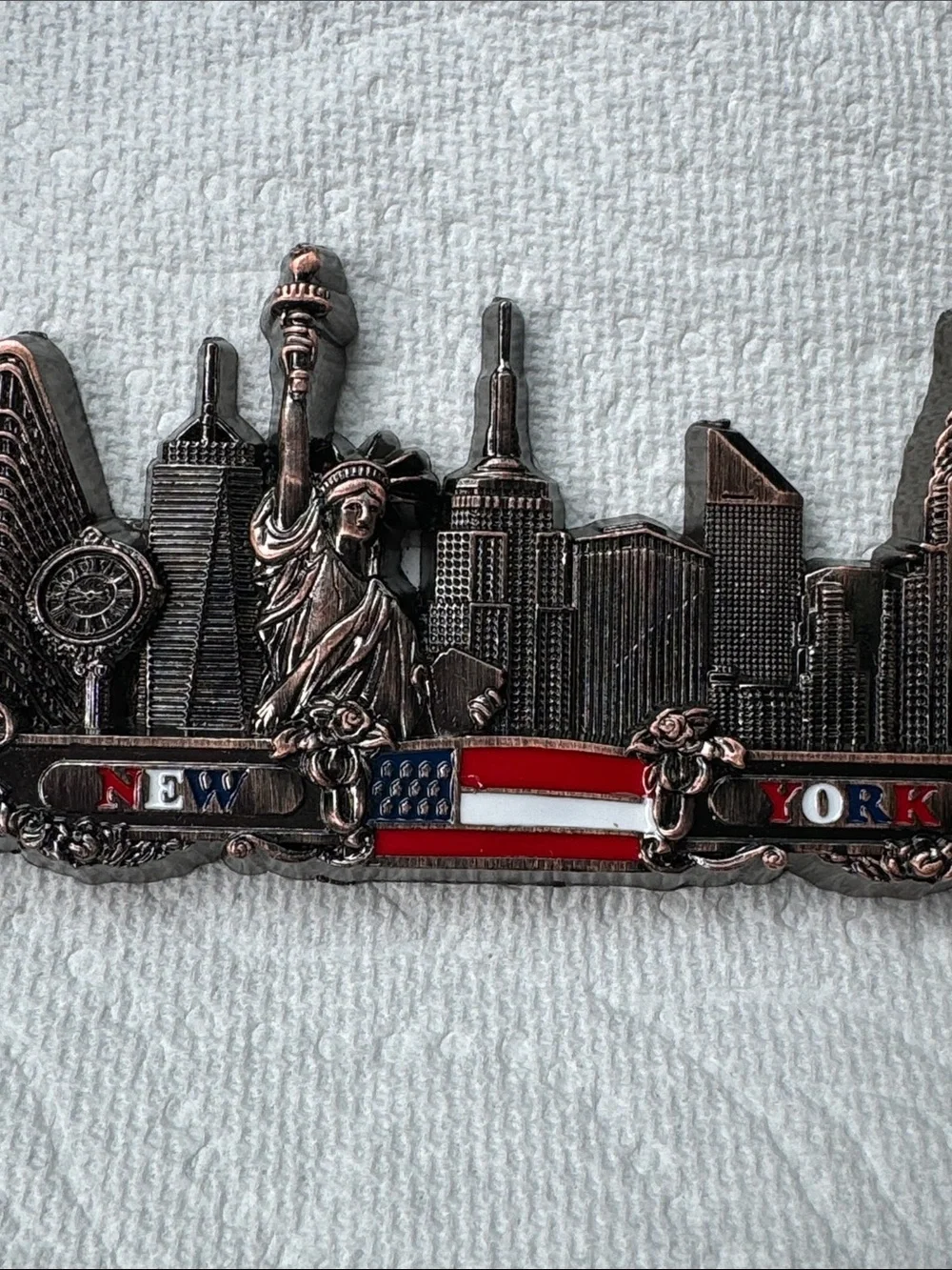 New York Skyline Bottle Opener Magnet - Antique Copper Finish
